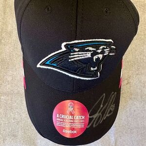 Carolina Panthers NFL breast cancer awareness hat velcro os Greg Olsen signed